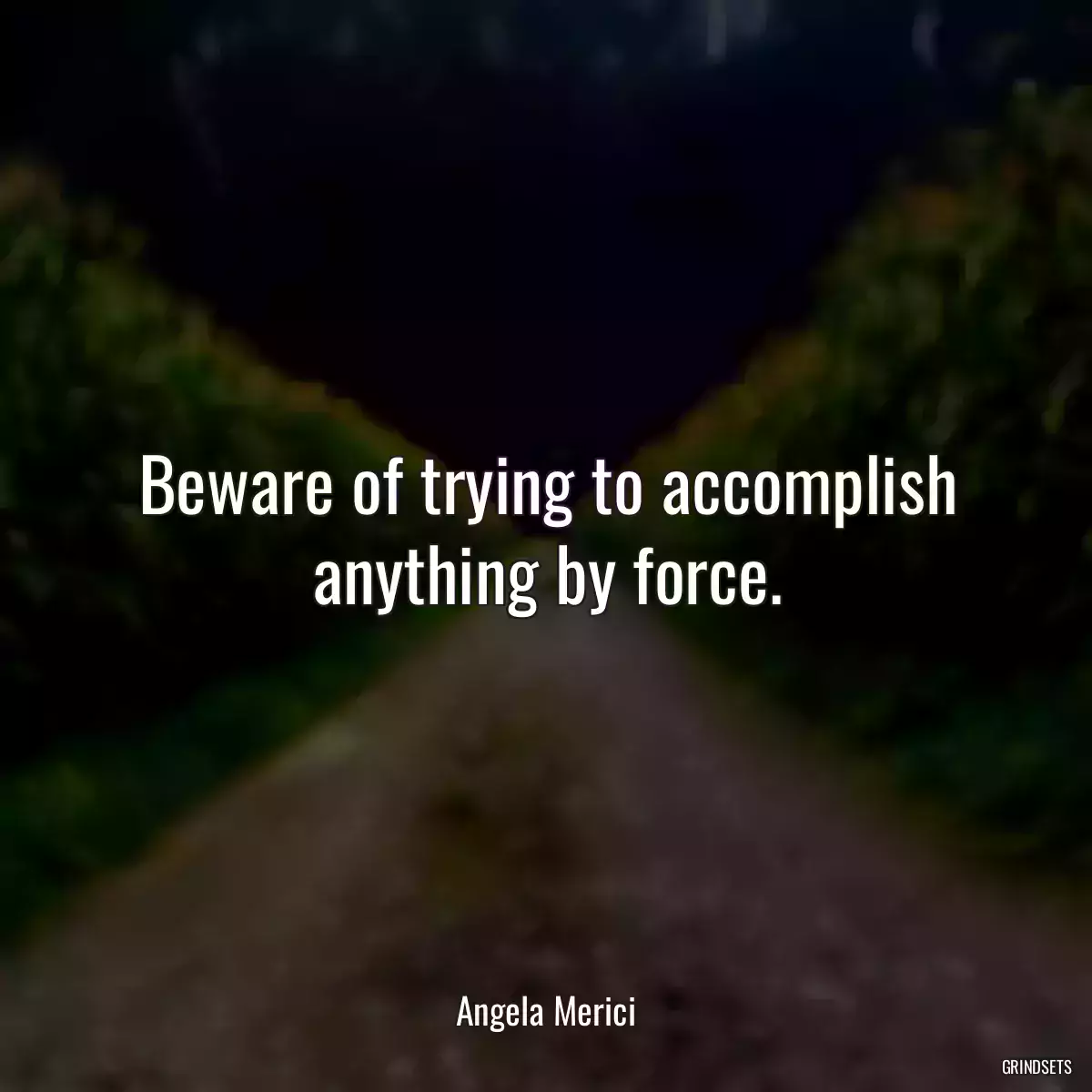 Beware of trying to accomplish anything by force.