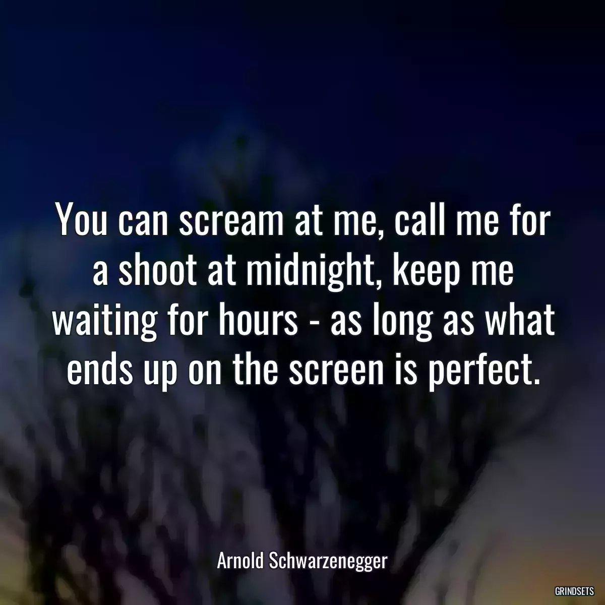 You can scream at me, call me for a shoot at midnight, keep me waiting for hours - as long as what ends up on the screen is perfect.