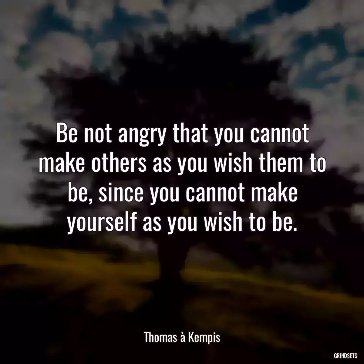 Be not angry that you cannot make others as you wish them to be, since you cannot make yourself as you wish to be.