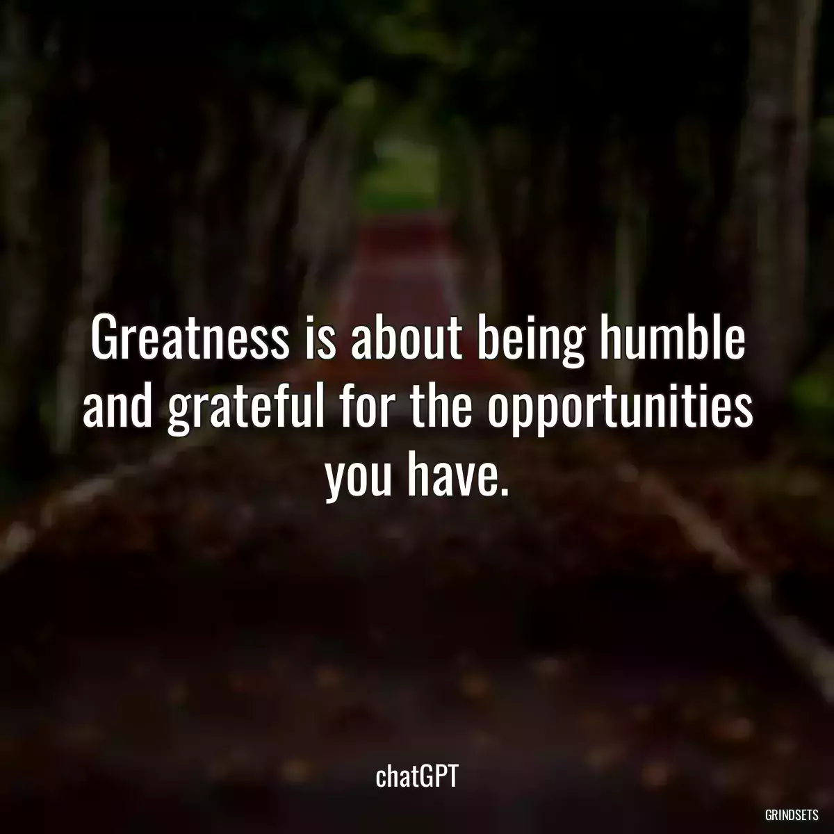 Greatness is about being humble and grateful for the opportunities you have.