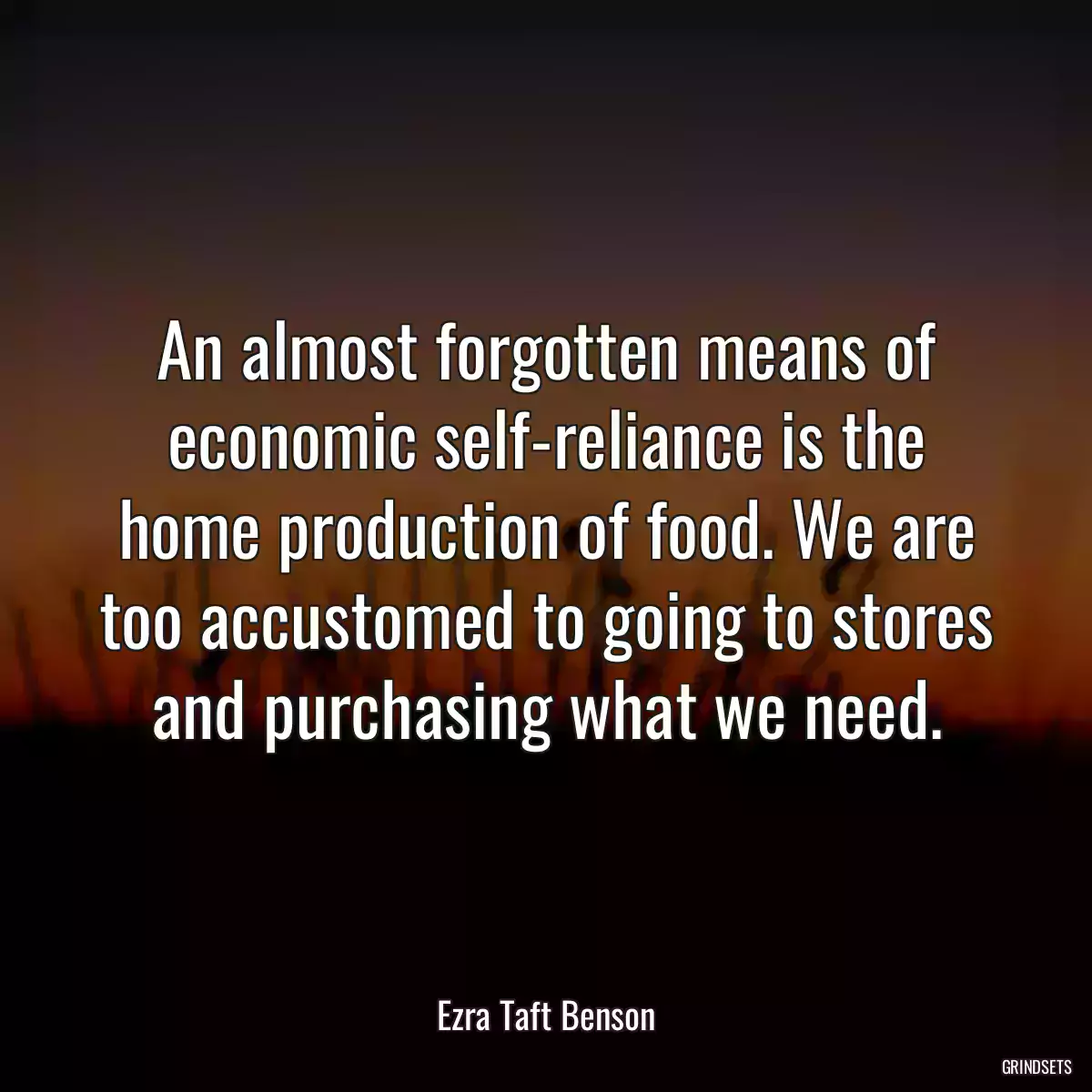 An almost forgotten means of economic self-reliance is the home production of food. We are too accustomed to going to stores and purchasing what we need.