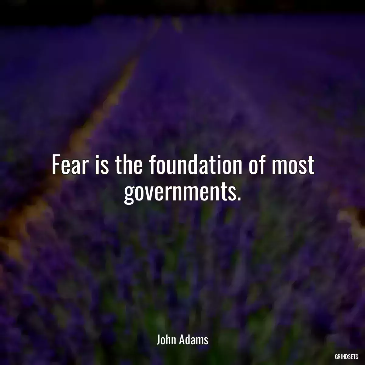 Fear is the foundation of most governments.