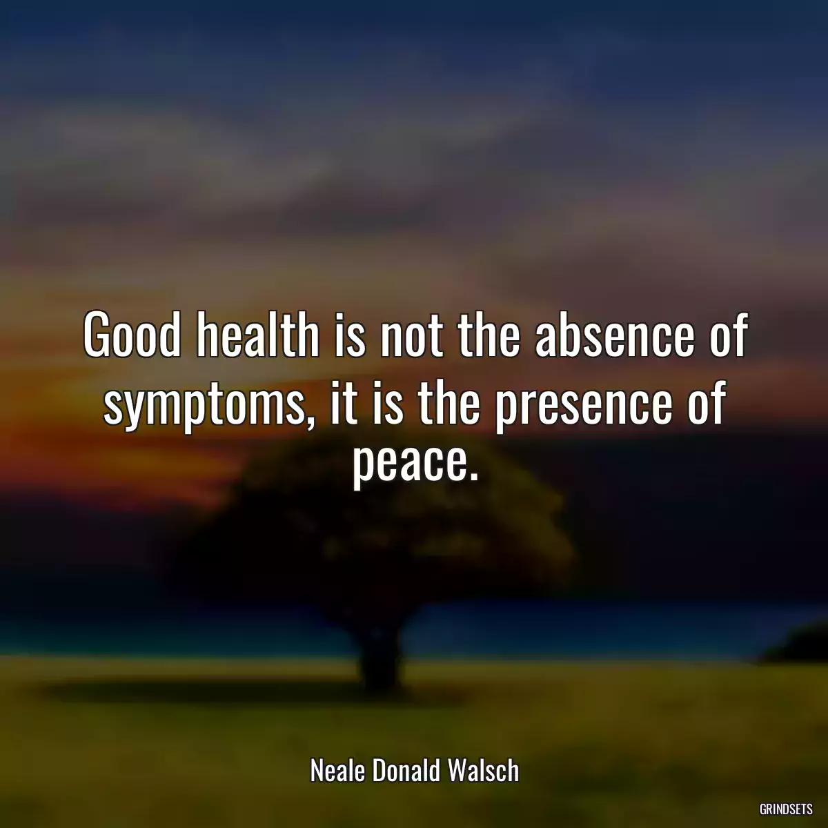 Good health is not the absence of symptoms, it is the presence of peace.