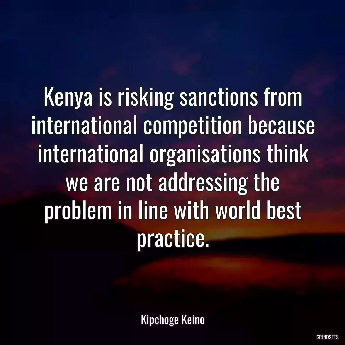 Kenya is risking sanctions from international competition because international organisations think we are not addressing the problem in line with world best practice.