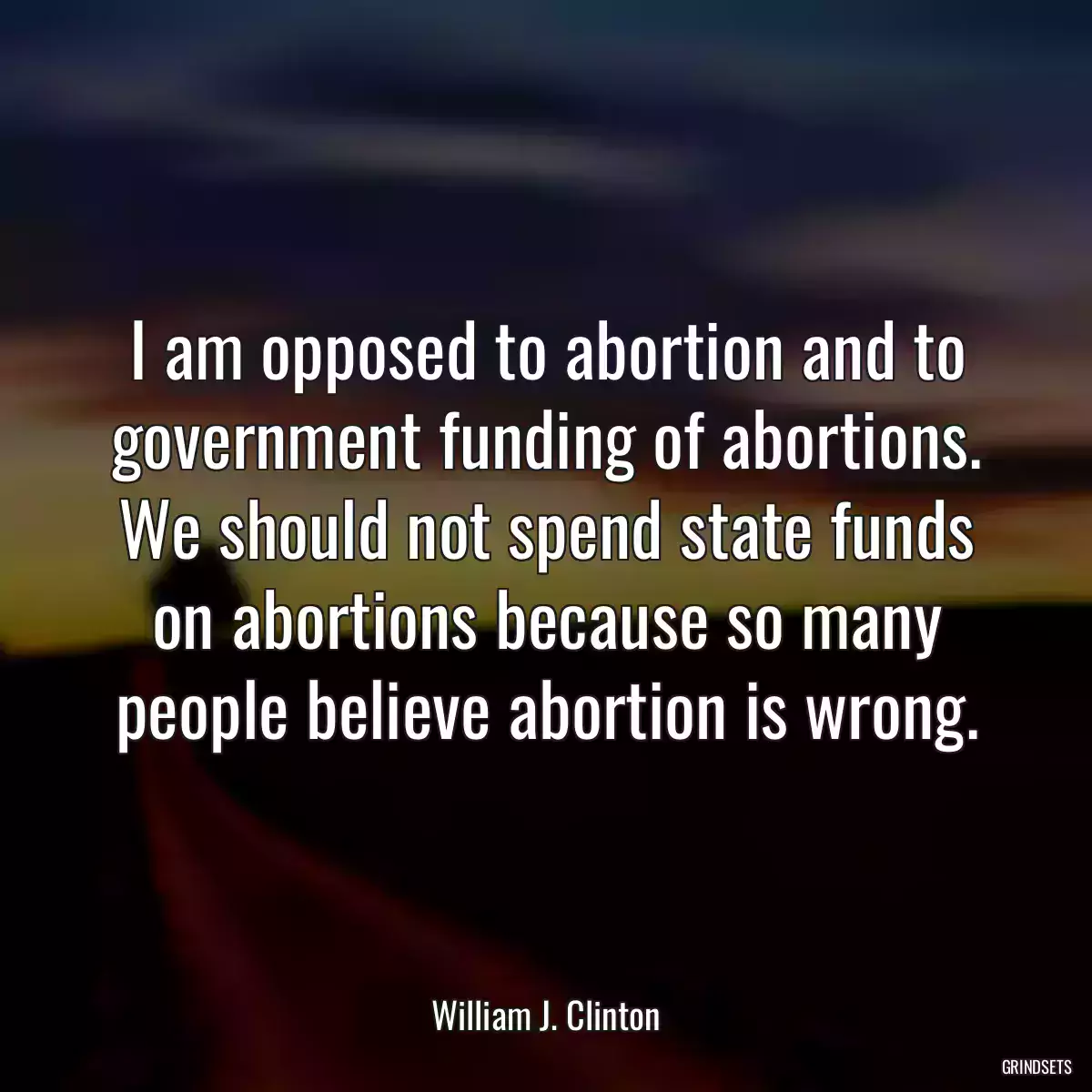 I am opposed to abortion and to government funding of abortions. We should not spend state funds on abortions because so many people believe abortion is wrong.