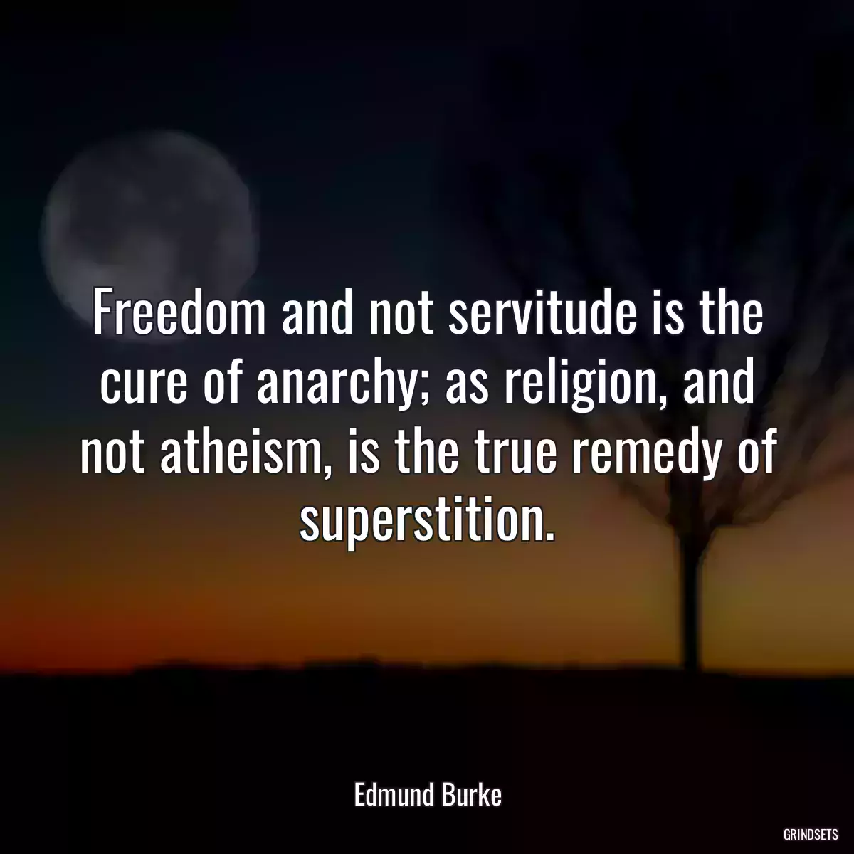 Freedom and not servitude is the cure of anarchy; as religion, and not atheism, is the true remedy of superstition.