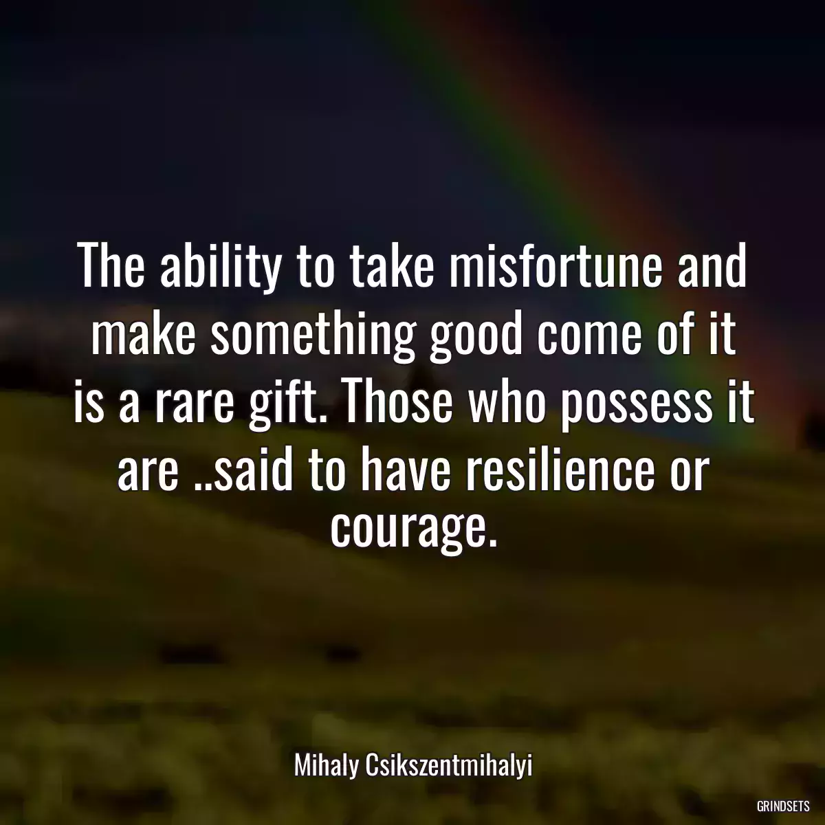 The ability to take misfortune and make something good come of it is a rare gift. Those who possess it are ..said to have resilience or courage.