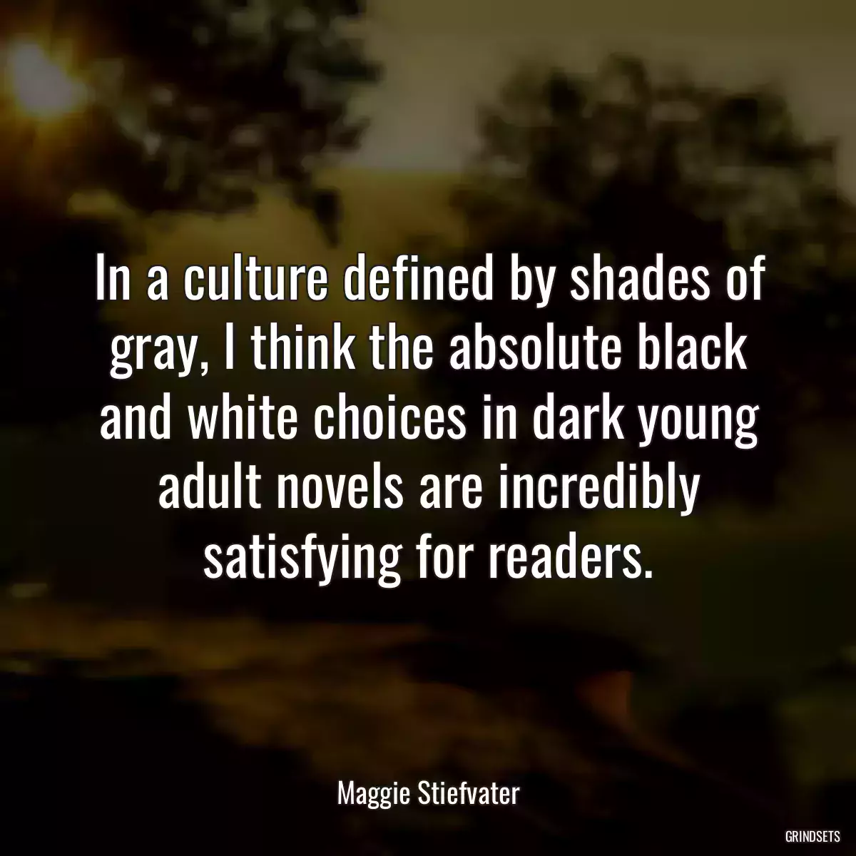 In a culture defined by shades of gray, I think the absolute black and white choices in dark young adult novels are incredibly satisfying for readers.