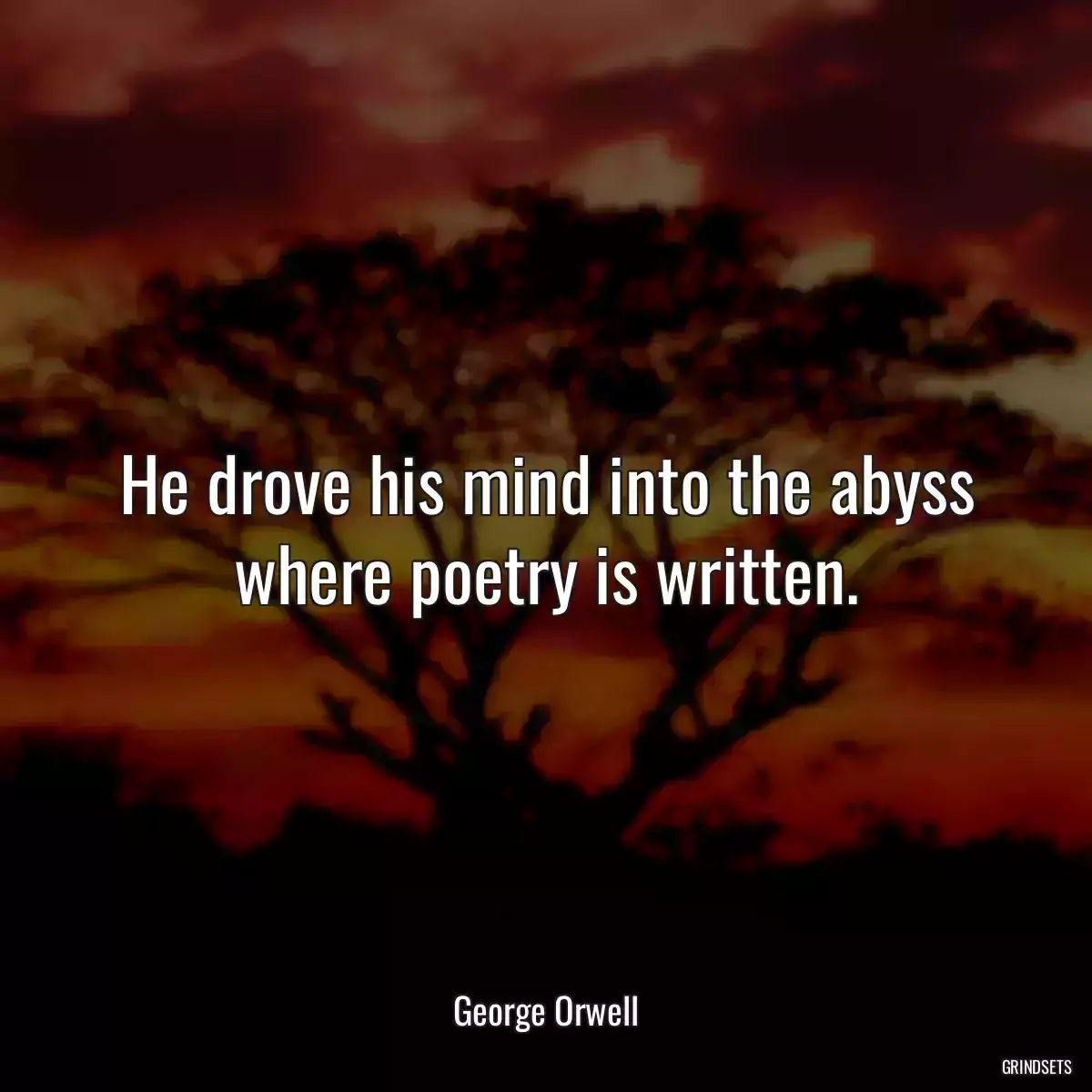 He drove his mind into the abyss where poetry is written.