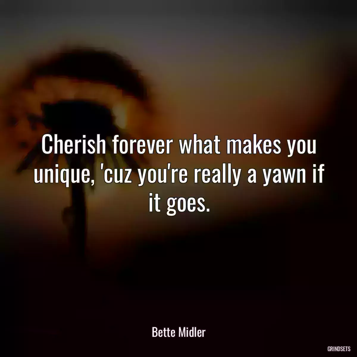 Cherish forever what makes you unique, \'cuz you\'re really a yawn if it goes.