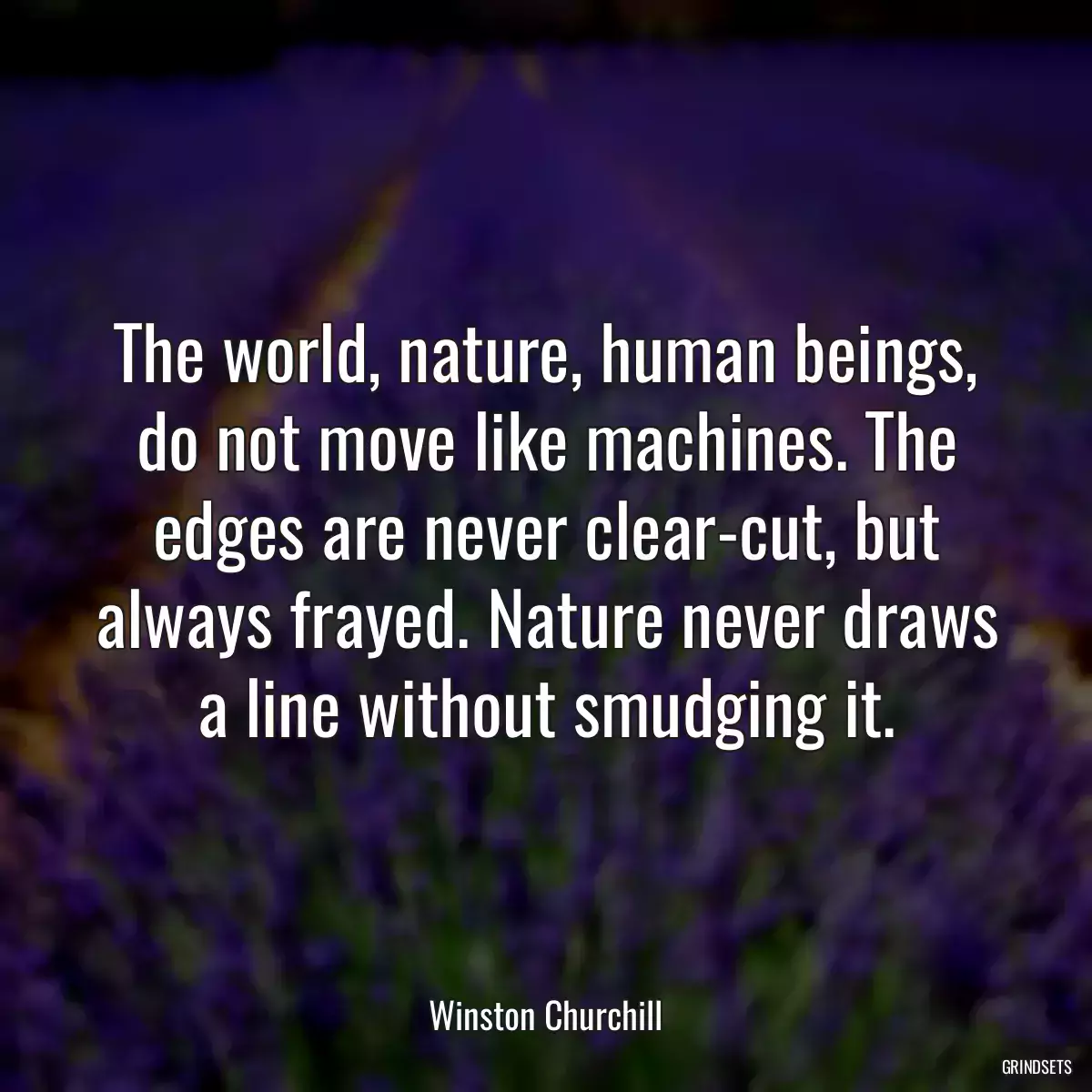 The world, nature, human beings, do not move like machines. The edges are never clear-cut, but always frayed. Nature never draws a line without smudging it.