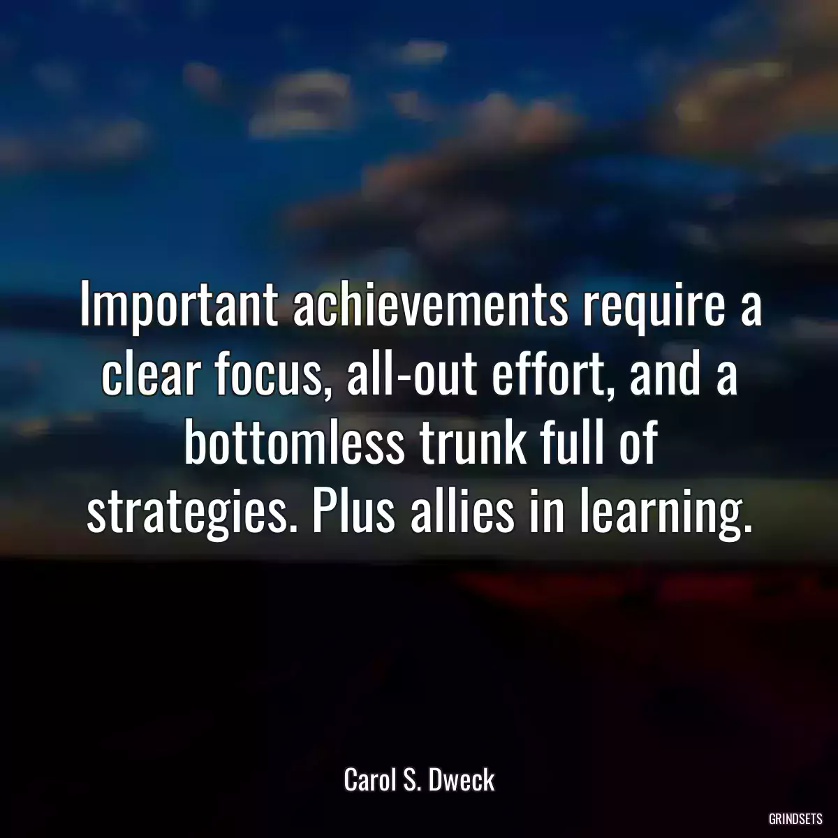 Important achievements require a clear focus, all-out effort, and a bottomless trunk full of strategies. Plus allies in learning.