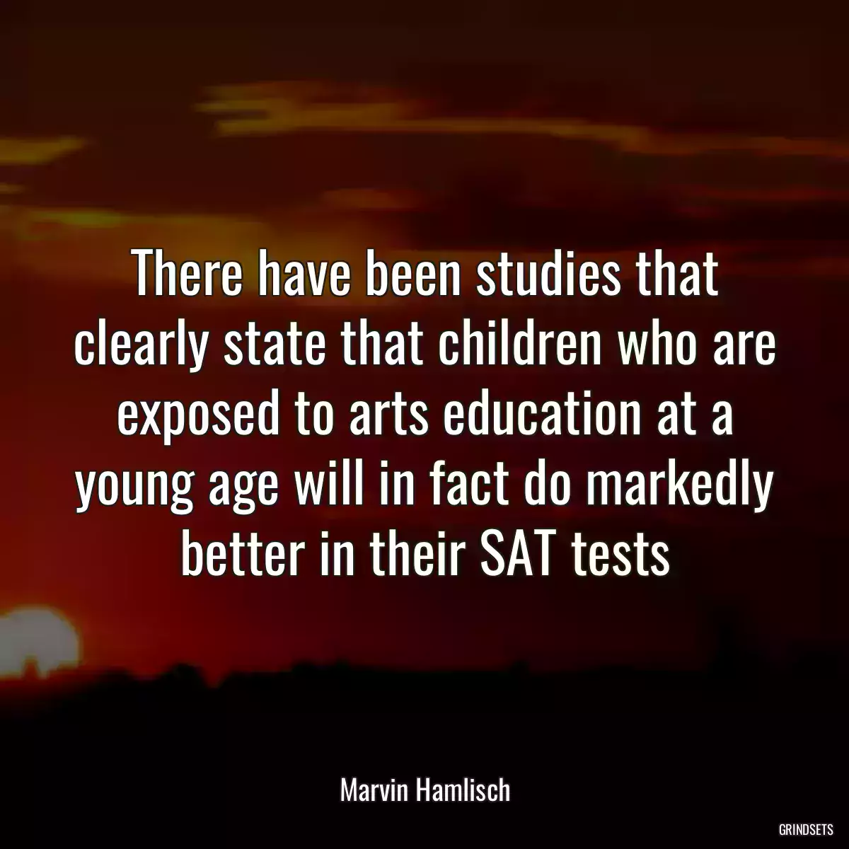 There have been studies that clearly state that children who are exposed to arts education at a young age will in fact do markedly better in their SAT tests