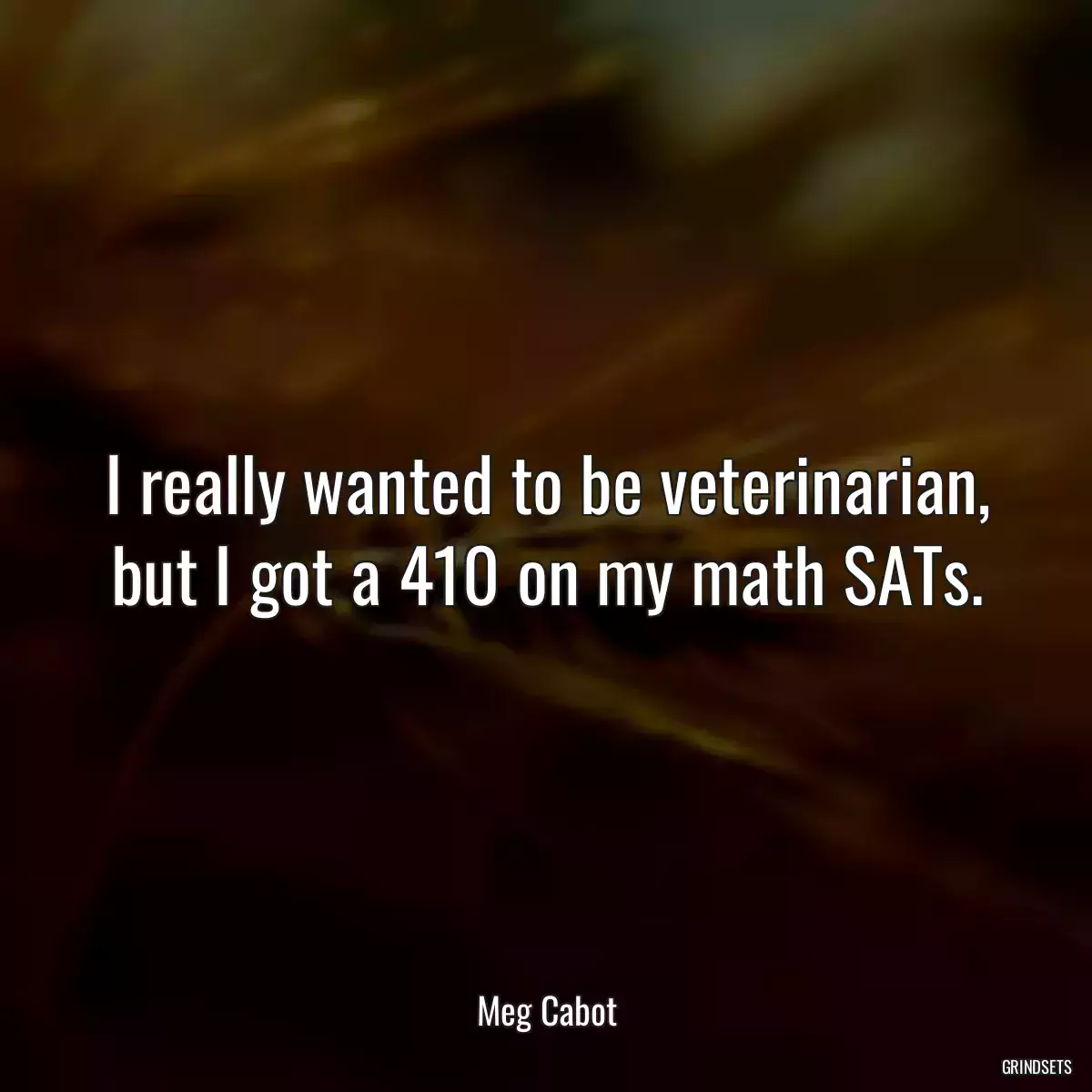 I really wanted to be veterinarian, but I got a 410 on my math SATs.