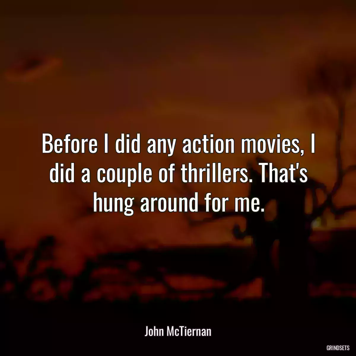 Before I did any action movies, I did a couple of thrillers. That\'s hung around for me.