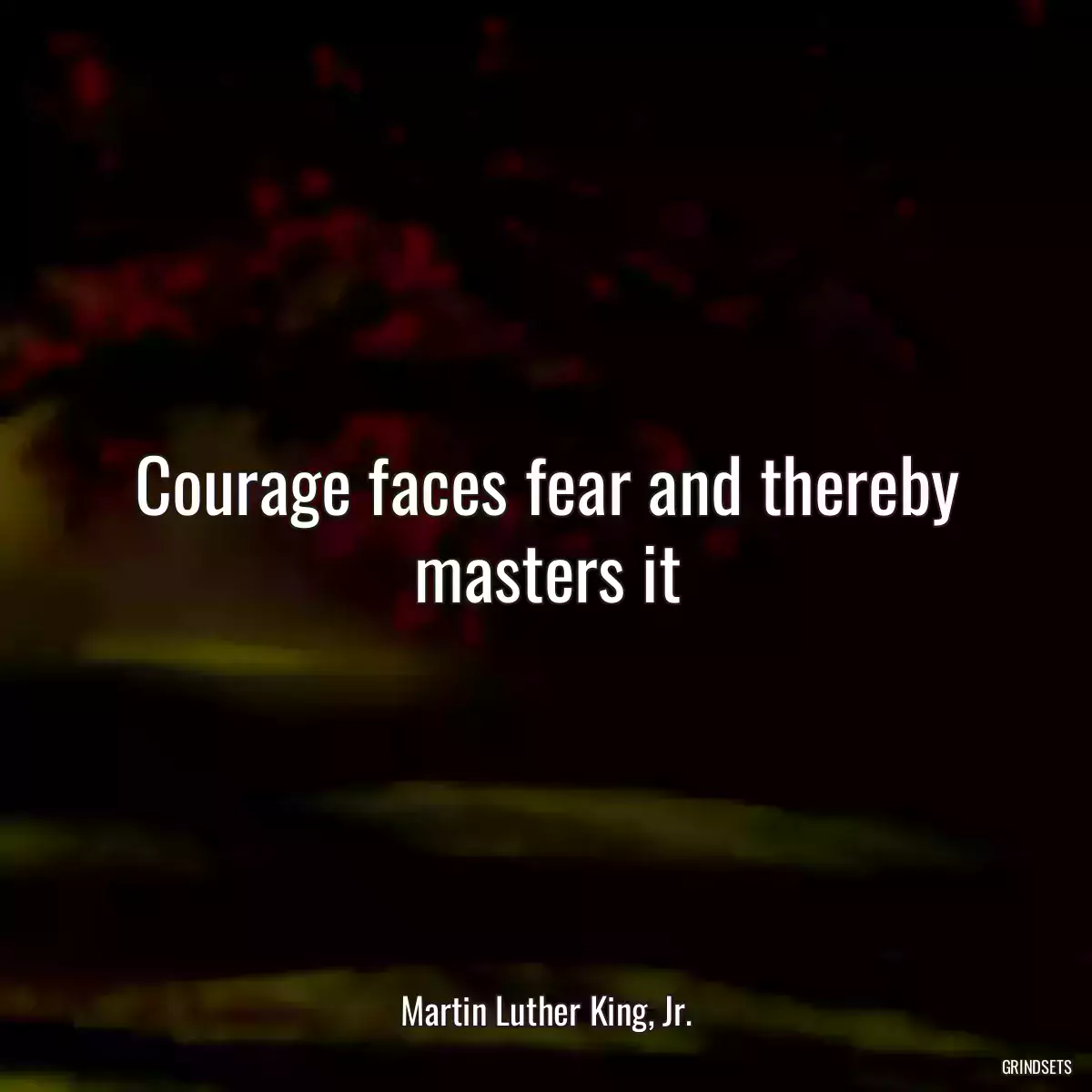 Courage faces fear and thereby masters it