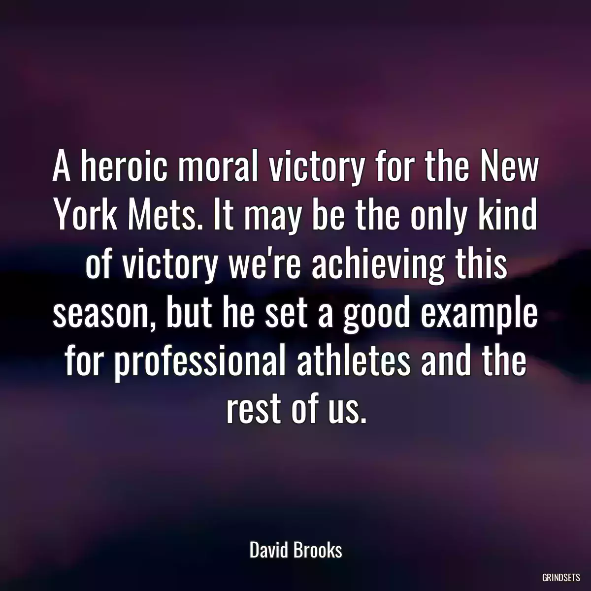 A heroic moral victory for the New York Mets. It may be the only kind of victory we\'re achieving this season, but he set a good example for professional athletes and the rest of us.