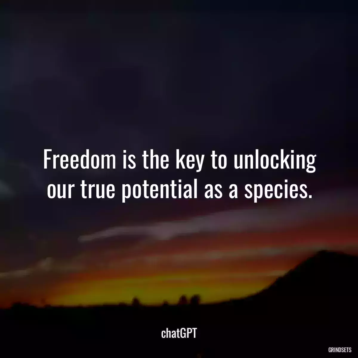 Freedom is the key to unlocking our true potential as a species.