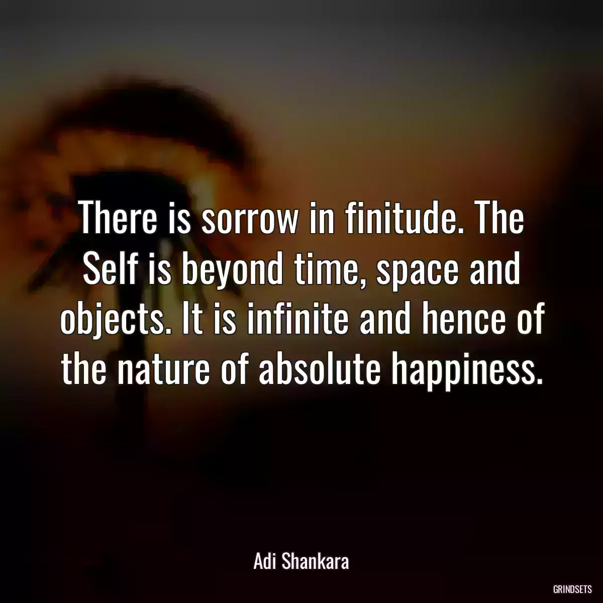 There is sorrow in finitude. The Self is beyond time, space and objects. It is infinite and hence of the nature of absolute happiness.