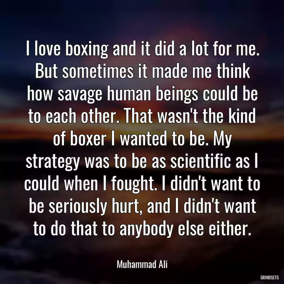 I love boxing and it did a lot for me. But sometimes it made me think how savage human beings could be to each other. That wasn\'t the kind of boxer I wanted to be. My strategy was to be as scientific as I could when I fought. I didn\'t want to be seriously hurt, and I didn\'t want to do that to anybody else either.