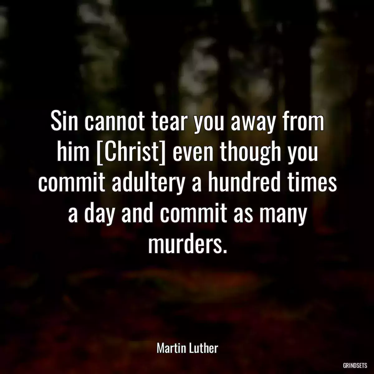 Sin cannot tear you away from him [Christ] even though you commit adultery a hundred times a day and commit as many murders.