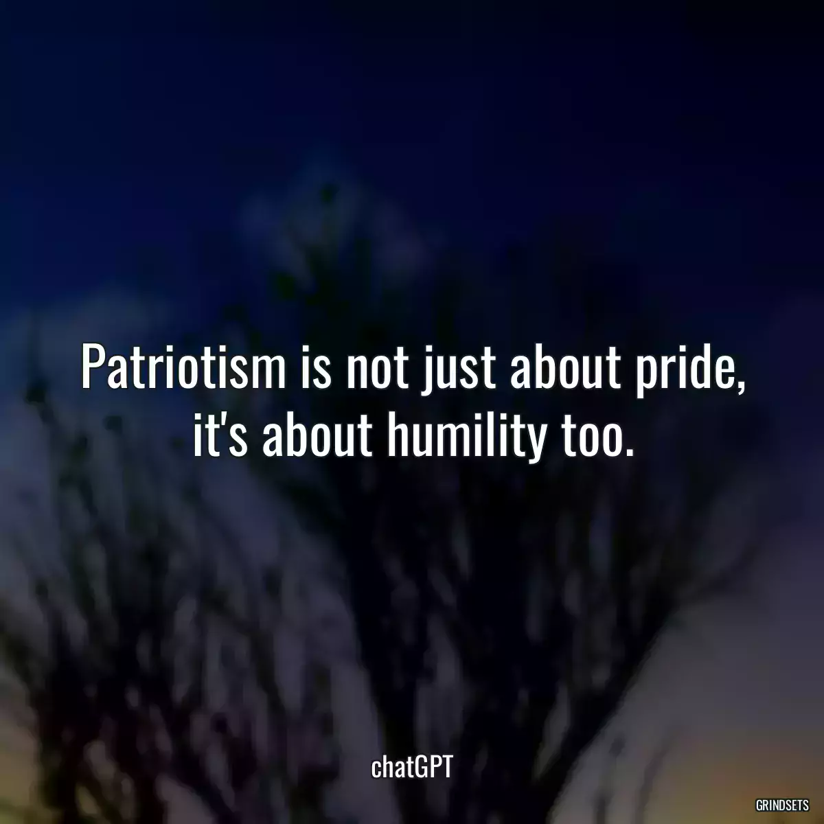 Patriotism is not just about pride, it\'s about humility too.
