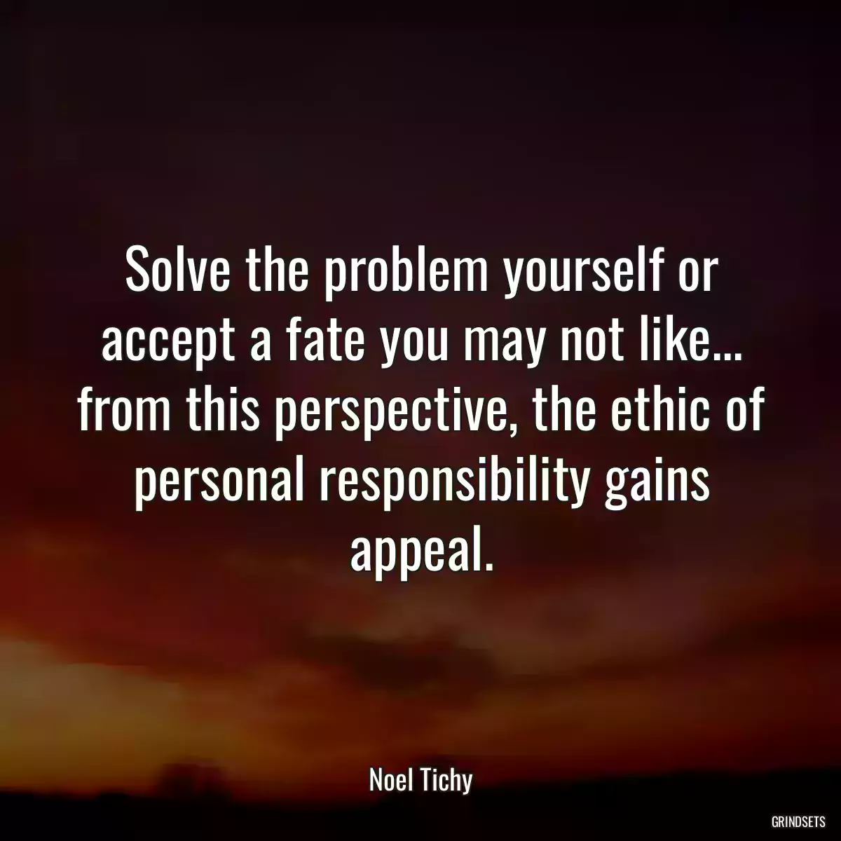 Solve the problem yourself or accept a fate you may not like... from this perspective, the ethic of personal responsibility gains appeal.