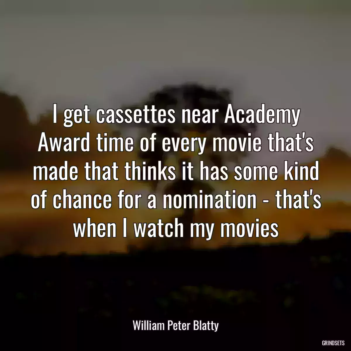 I get cassettes near Academy Award time of every movie that\'s made that thinks it has some kind of chance for a nomination - that\'s when I watch my movies