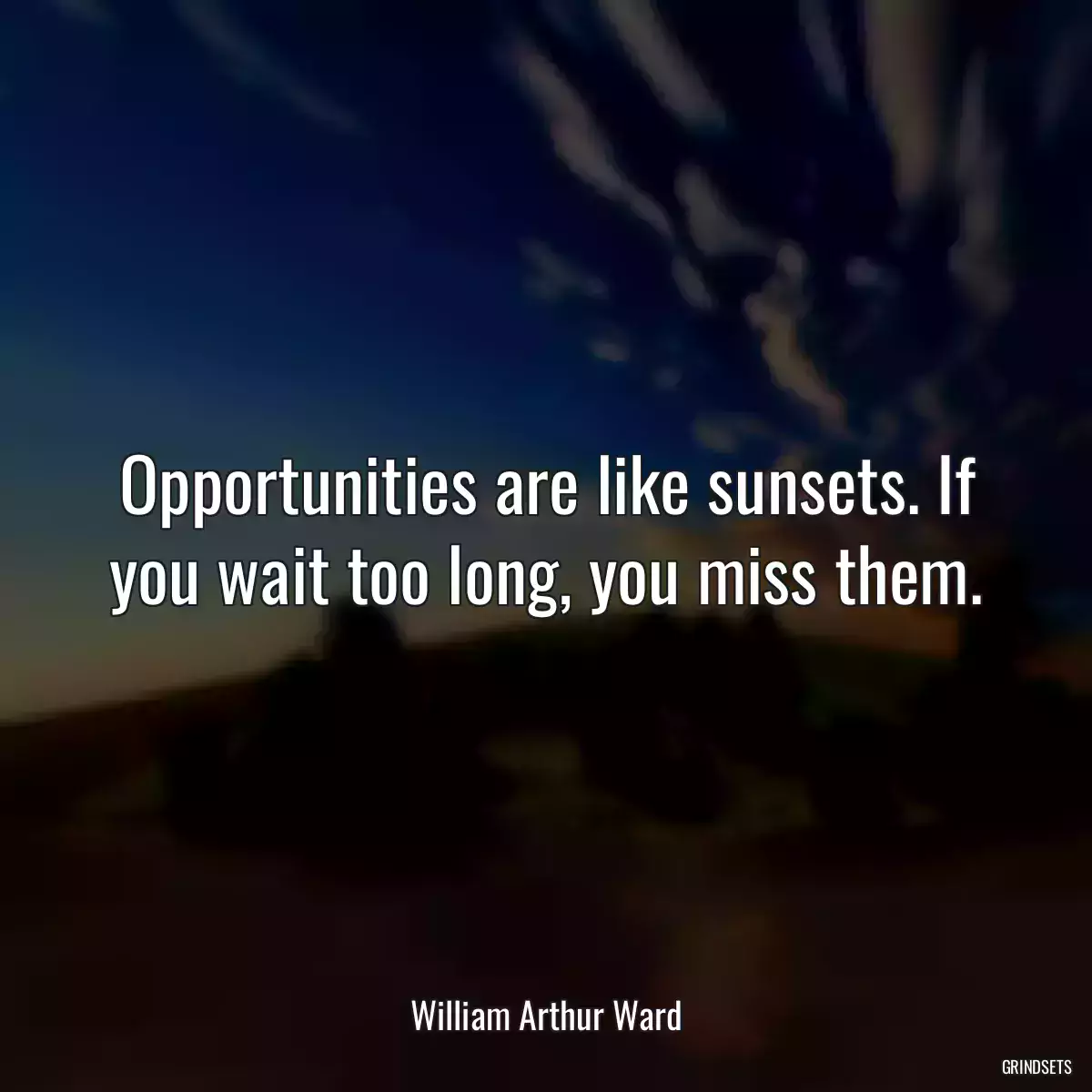 Opportunities are like sunsets. If you wait too long, you miss them.