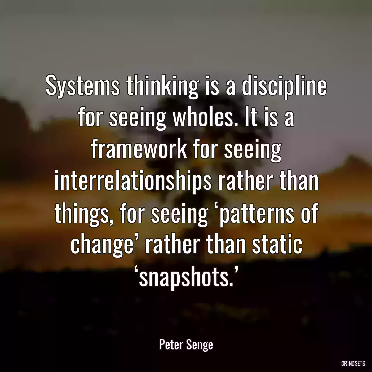 Systems thinking is a discipline for seeing wholes. It is a framework for seeing interrelationships rather than things, for seeing ‘patterns of change’ rather than static ‘snapshots.’