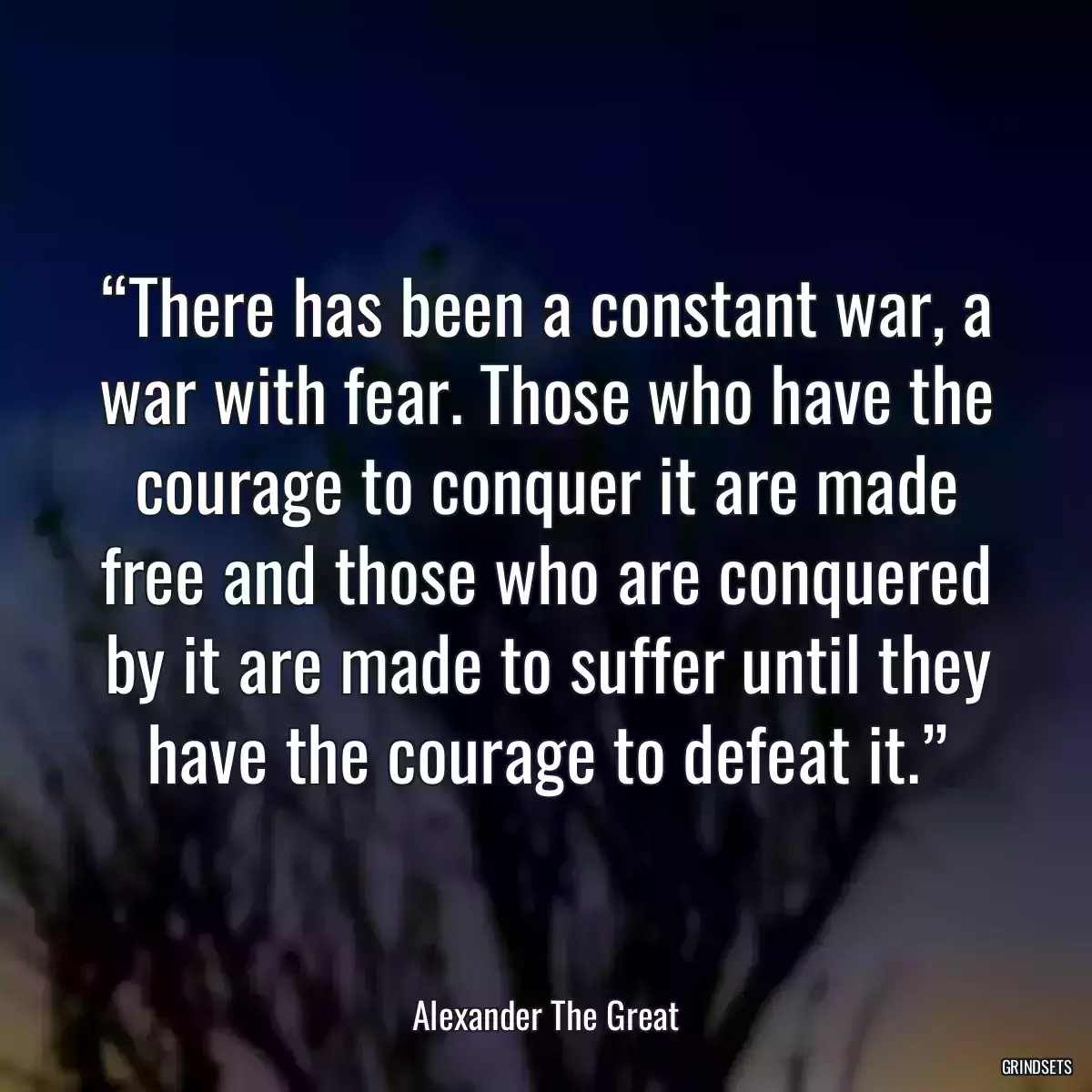 “There has been a constant war, a war with fear. Those who have the courage to conquer it are made free and those who are conquered by it are made to suffer until they have the courage to defeat it.”