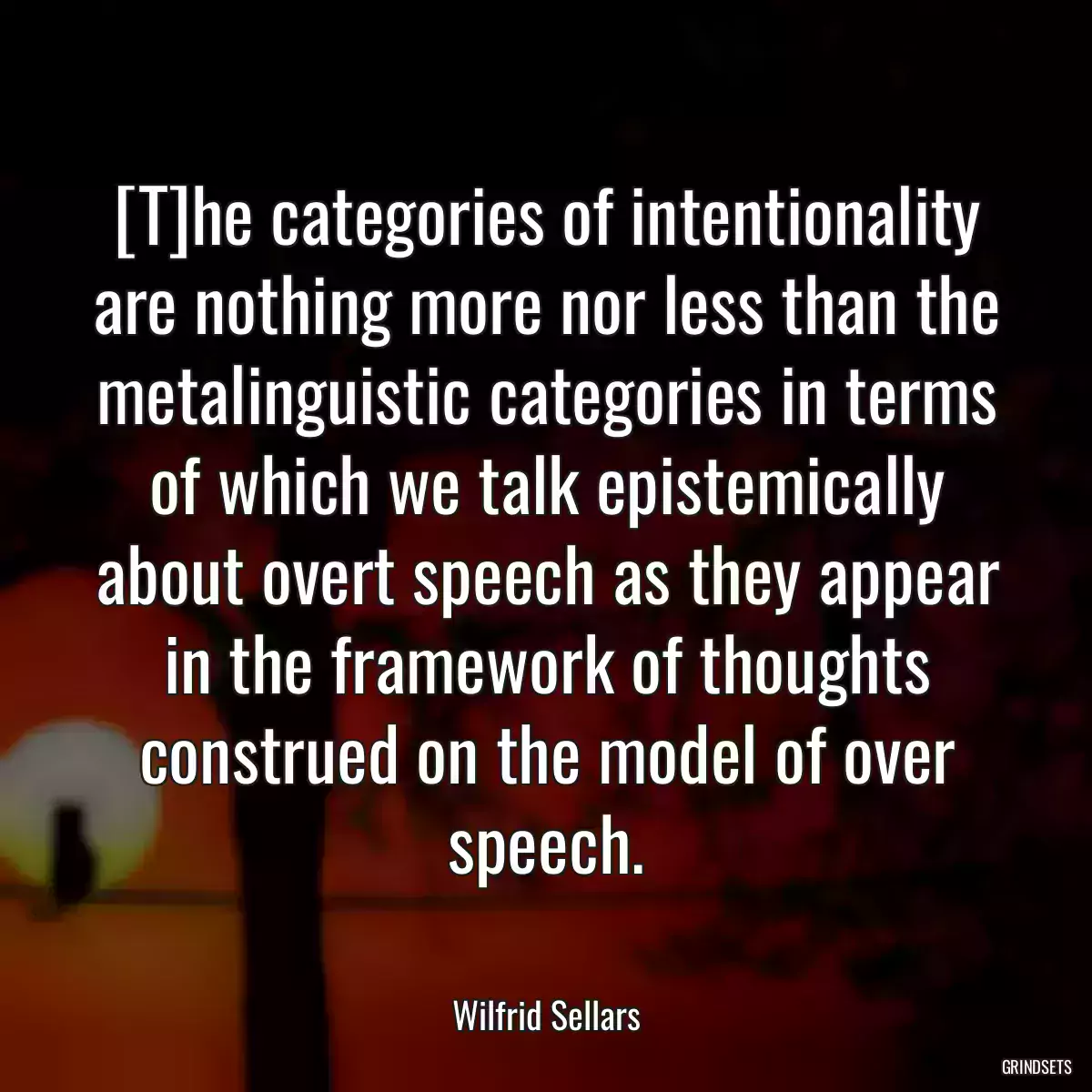 [T]he categories of intentionality are nothing more nor less than the metalinguistic categories in terms of which we talk epistemically about overt speech as they appear in the framework of thoughts construed on the model of over speech.