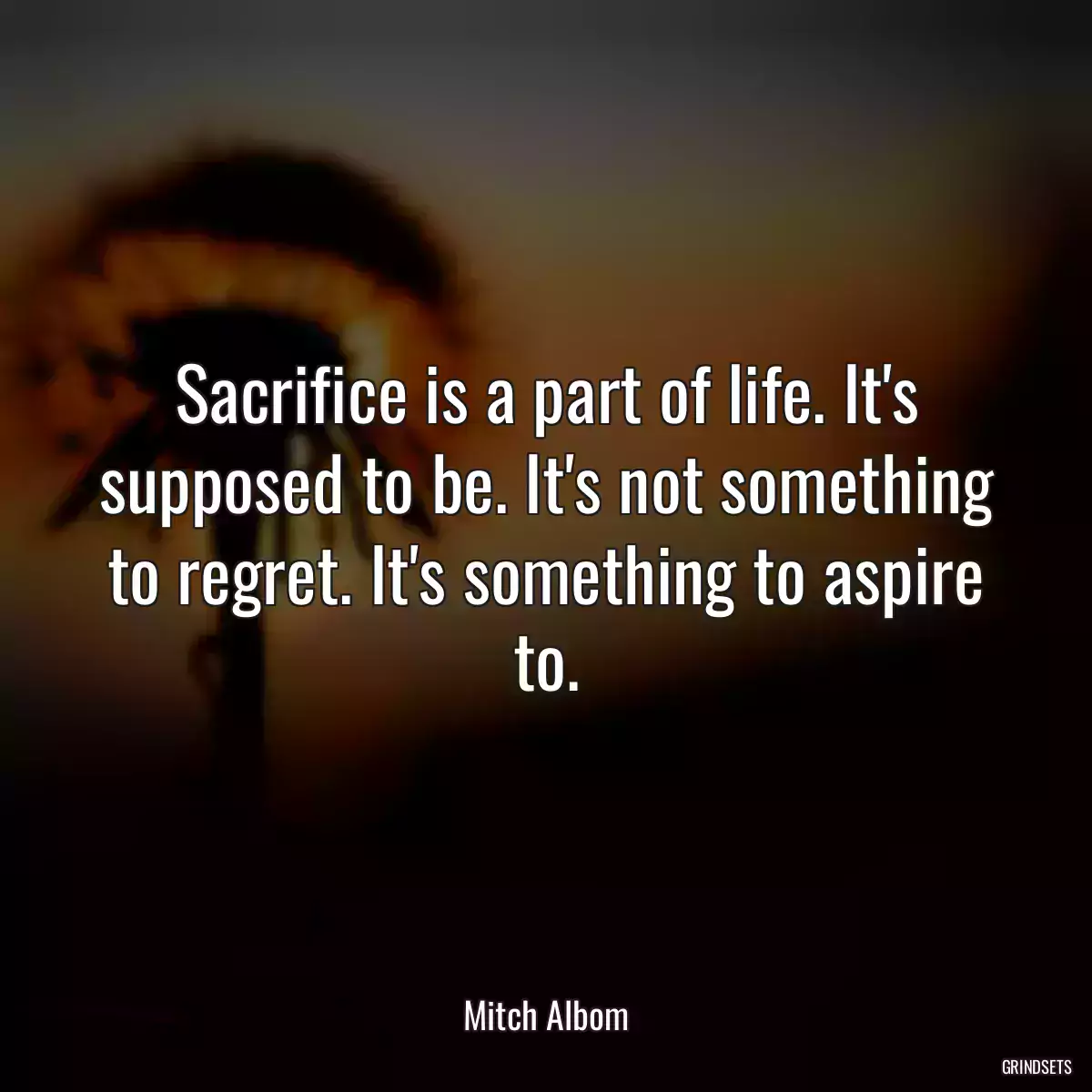 Sacrifice is a part of life. It\'s supposed to be. It\'s not something to regret. It\'s something to aspire to.