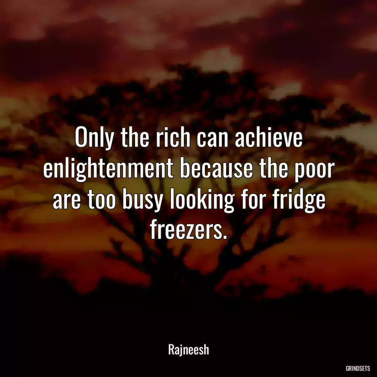 Only the rich can achieve enlightenment because the poor are too busy looking for fridge freezers.