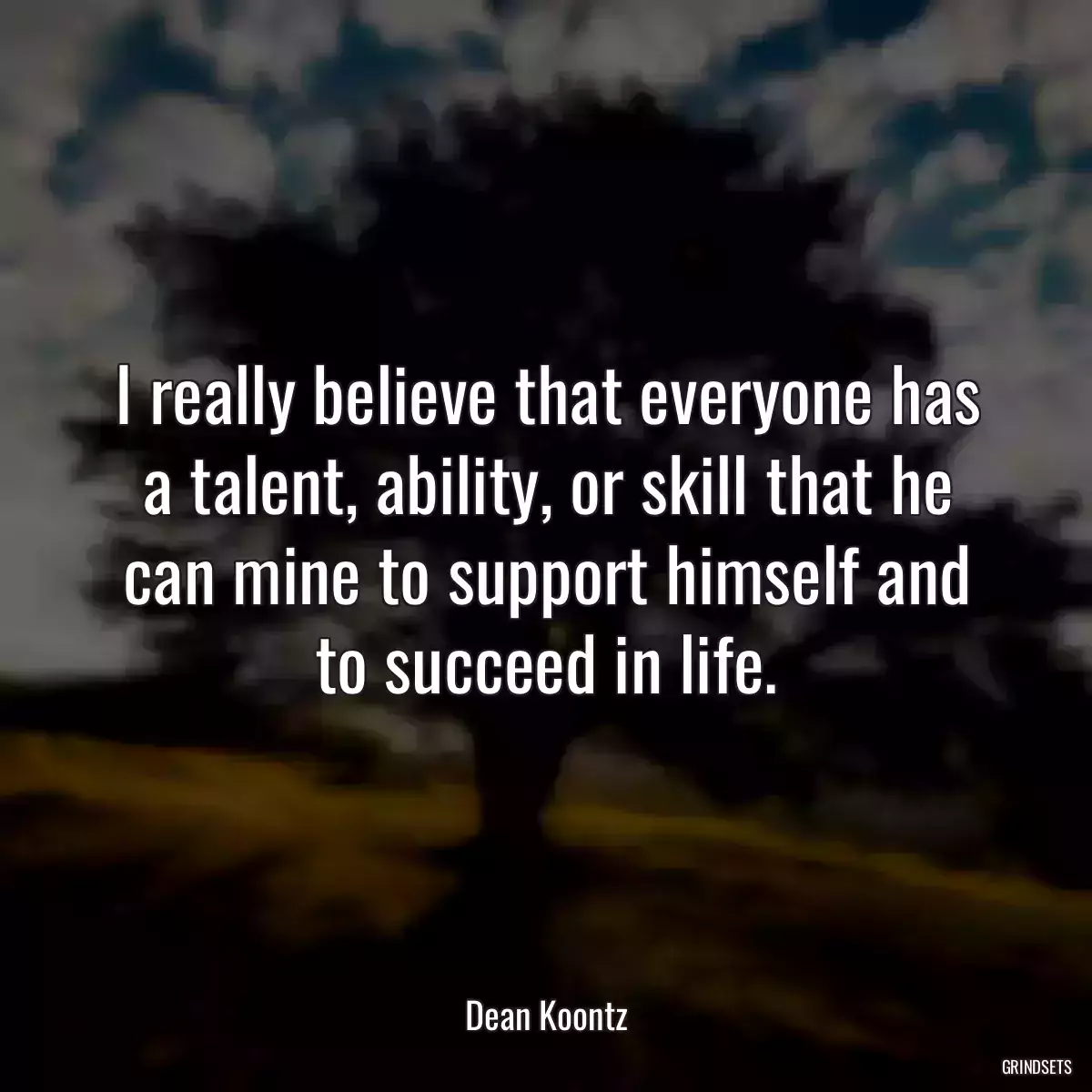 I really believe that everyone has a talent, ability, or skill that he can mine to support himself and to succeed in life.