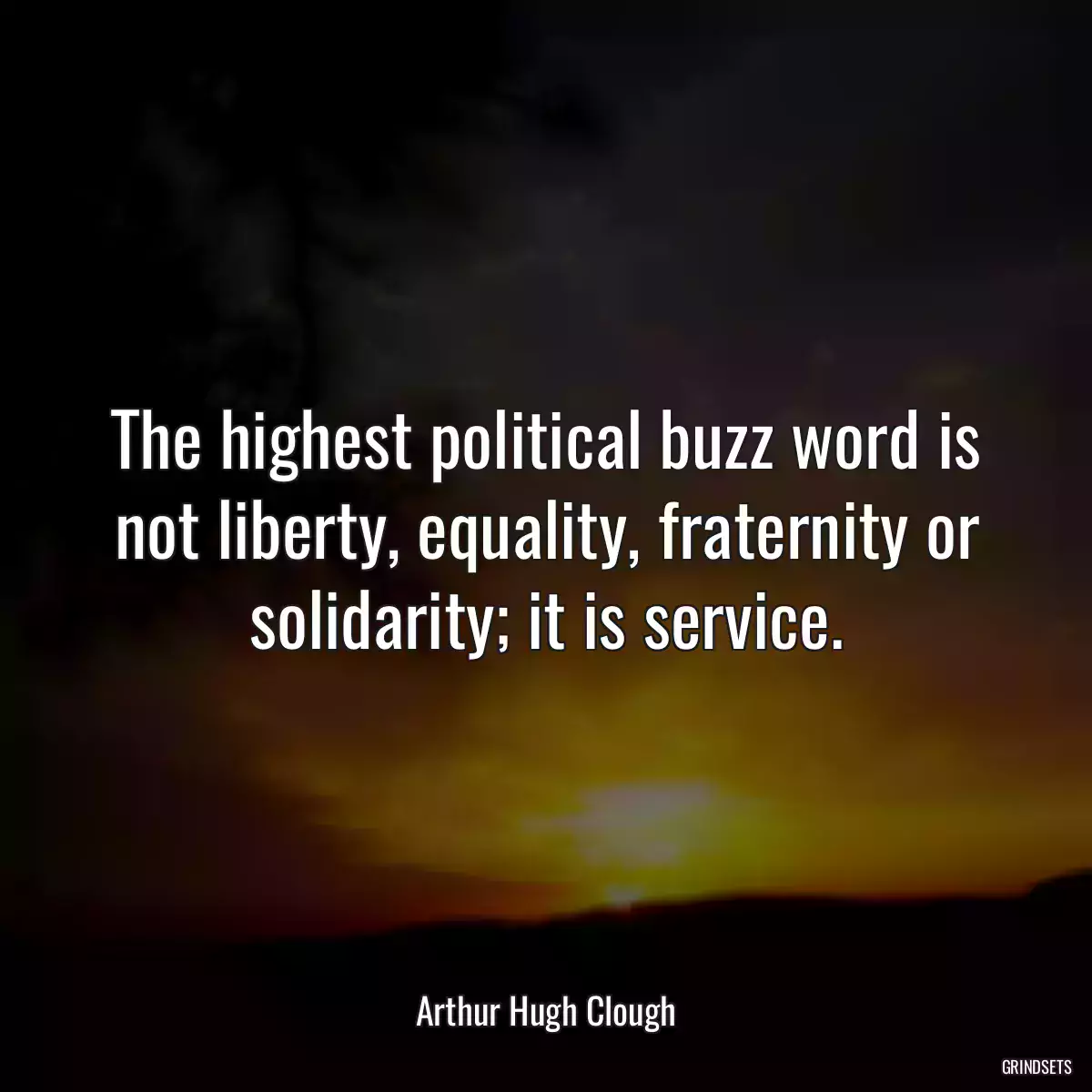 The highest political buzz word is not liberty, equality, fraternity or solidarity; it is service.