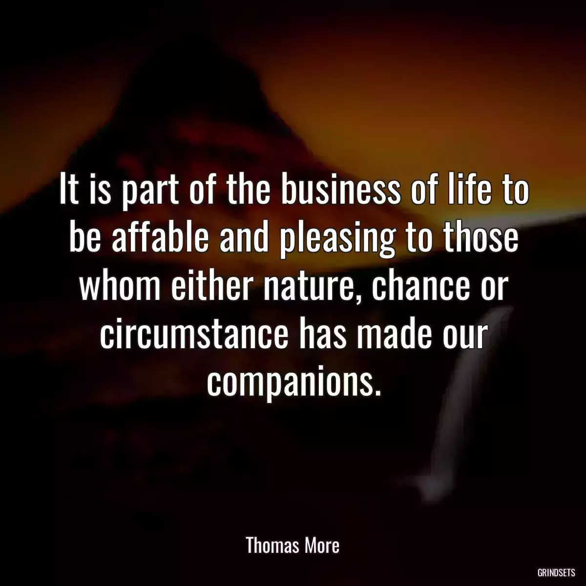 It is part of the business of life to be affable and pleasing to those whom either nature, chance or circumstance has made our companions.