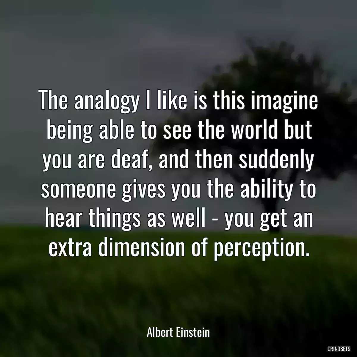 The analogy I like is this imagine being able to see the world but you are deaf, and then suddenly someone gives you the ability to hear things as well - you get an extra dimension of perception.