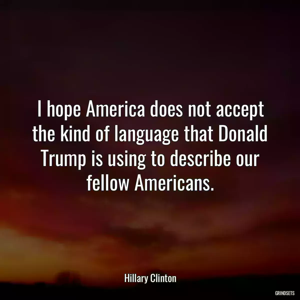 I hope America does not accept the kind of language that Donald Trump is using to describe our fellow Americans.