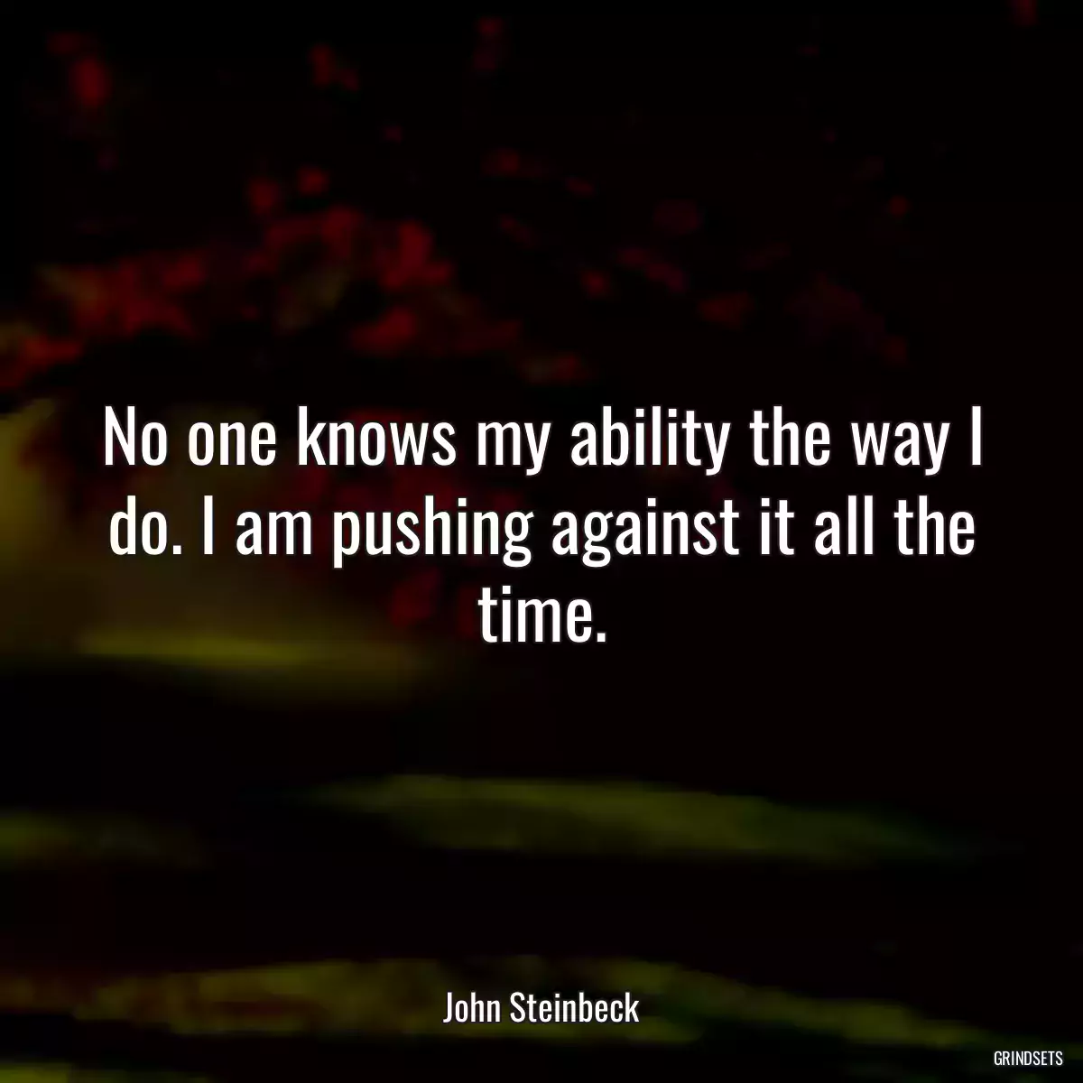 No one knows my ability the way I do. I am pushing against it all the time.