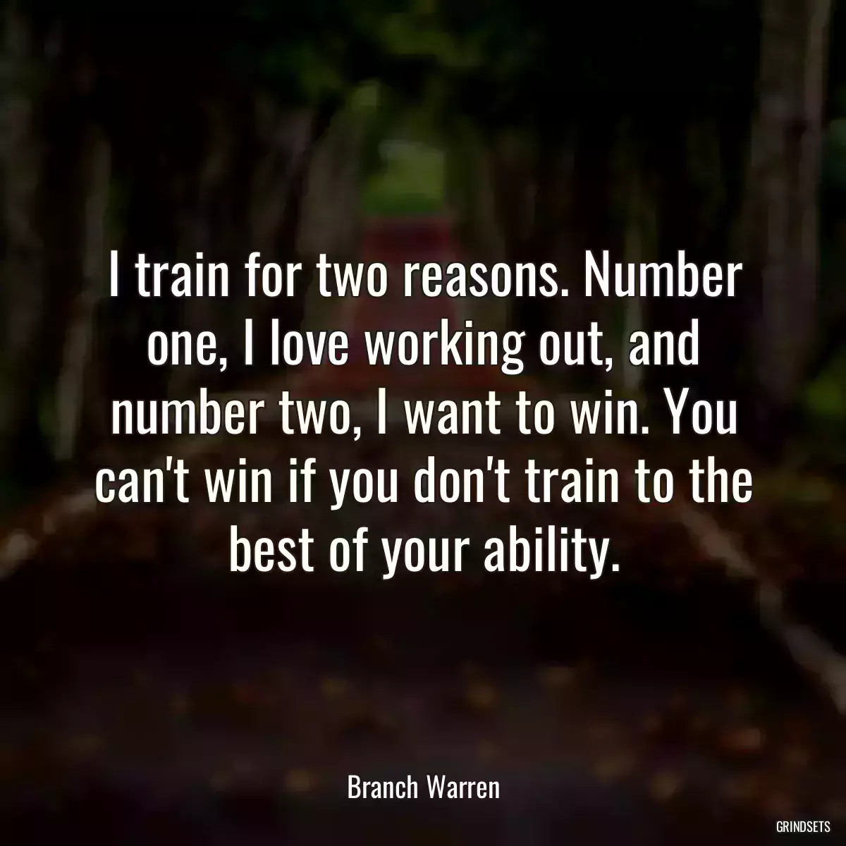 I train for two reasons. Number one, I love working out, and number two, I want to win. You can\'t win if you don\'t train to the best of your ability.