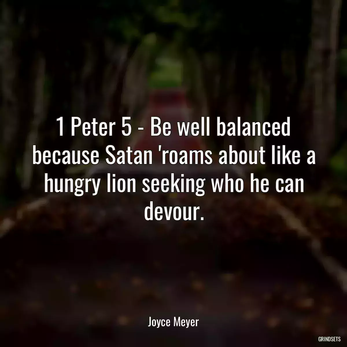 1 Peter 5 - Be well balanced because Satan \'roams about like a hungry lion seeking who he can devour.