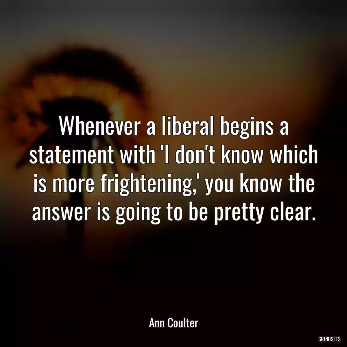 Whenever a liberal begins a statement with \'I don\'t know which is more frightening,\' you know the answer is going to be pretty clear.