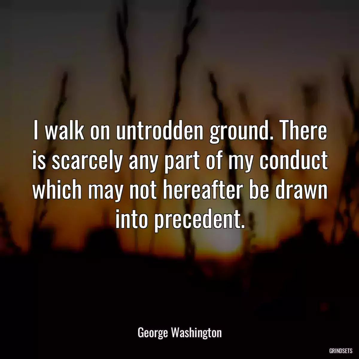 I walk on untrodden ground. There is scarcely any part of my conduct which may not hereafter be drawn into precedent.