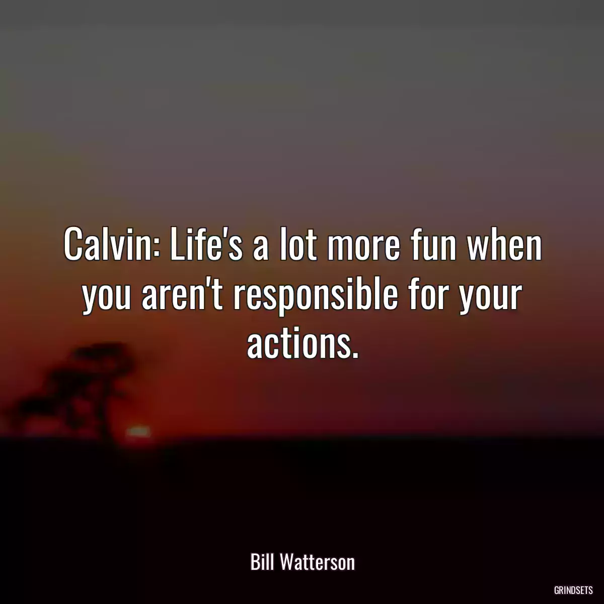 Calvin: Life\'s a lot more fun when you aren\'t responsible for your actions.