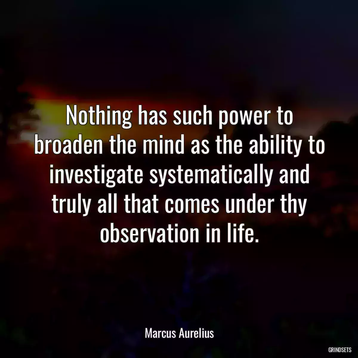 Nothing has such power to broaden the mind as the ability to investigate systematically and truly all that comes under thy observation in life.