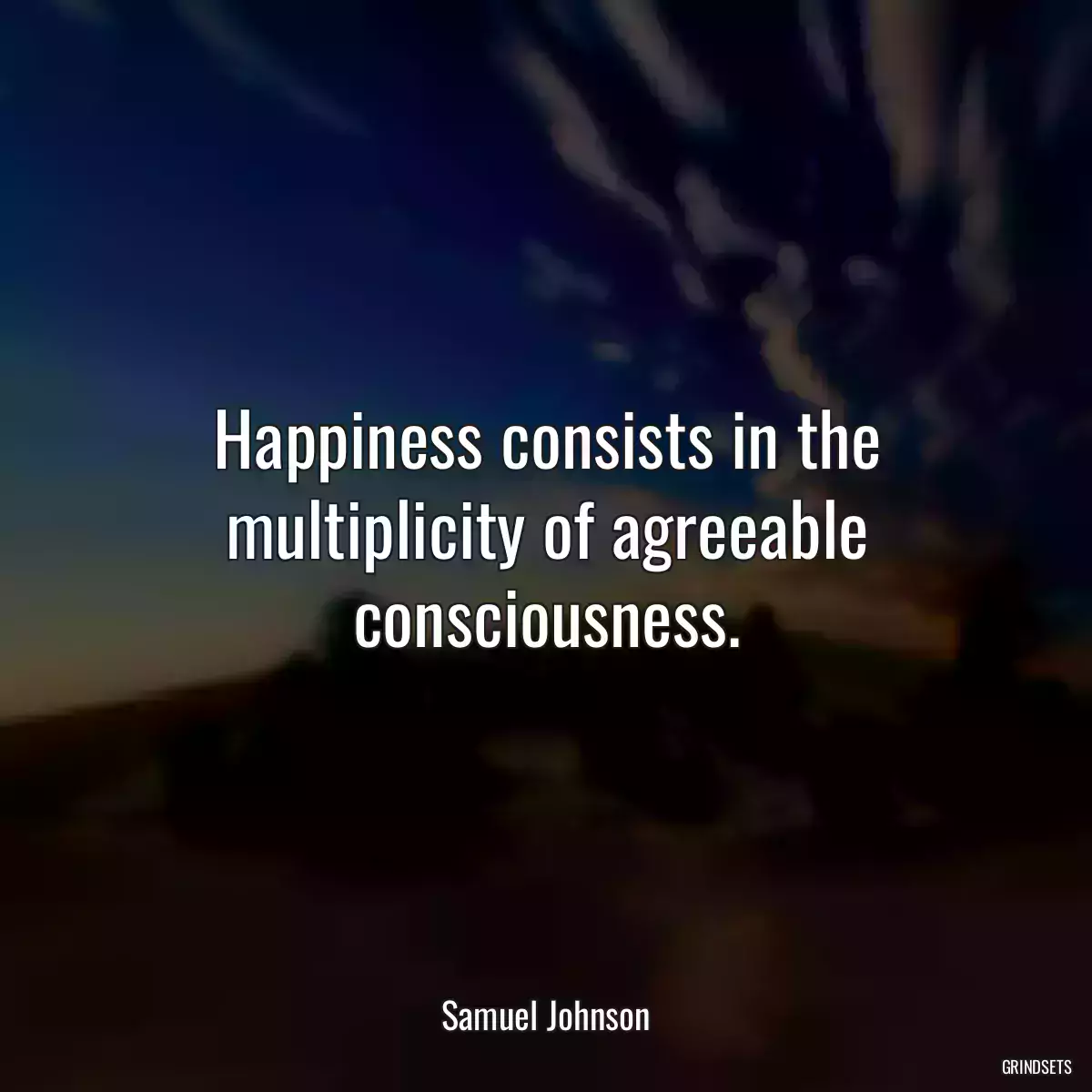 Happiness consists in the multiplicity of agreeable consciousness.