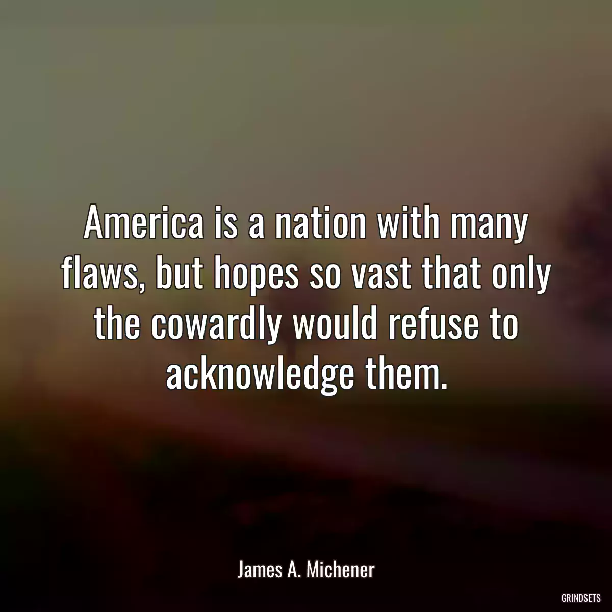 America is a nation with many flaws, but hopes so vast that only the cowardly would refuse to acknowledge them.