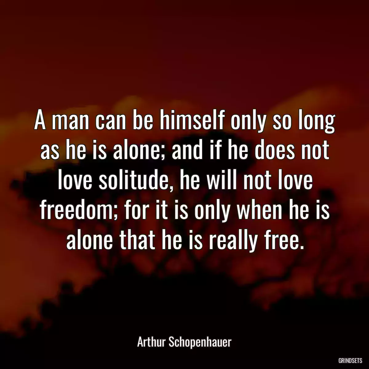 A man can be himself only so long as he is alone; and if he does not love solitude, he will not love freedom; for it is only when he is alone that he is really free.