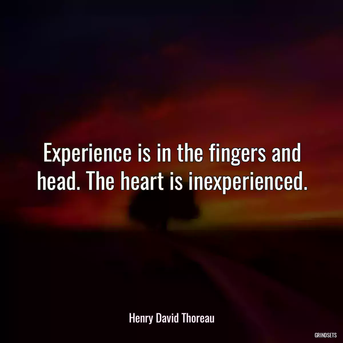 Experience is in the fingers and head. The heart is inexperienced.